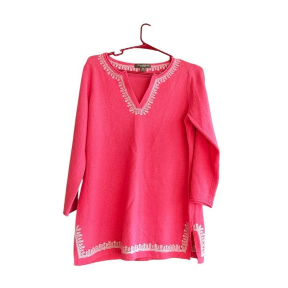 TOMMY BAHAMA 100% Cashmere Pink Embroidered Women's Sweater Size Small - Picture 1 of 12
